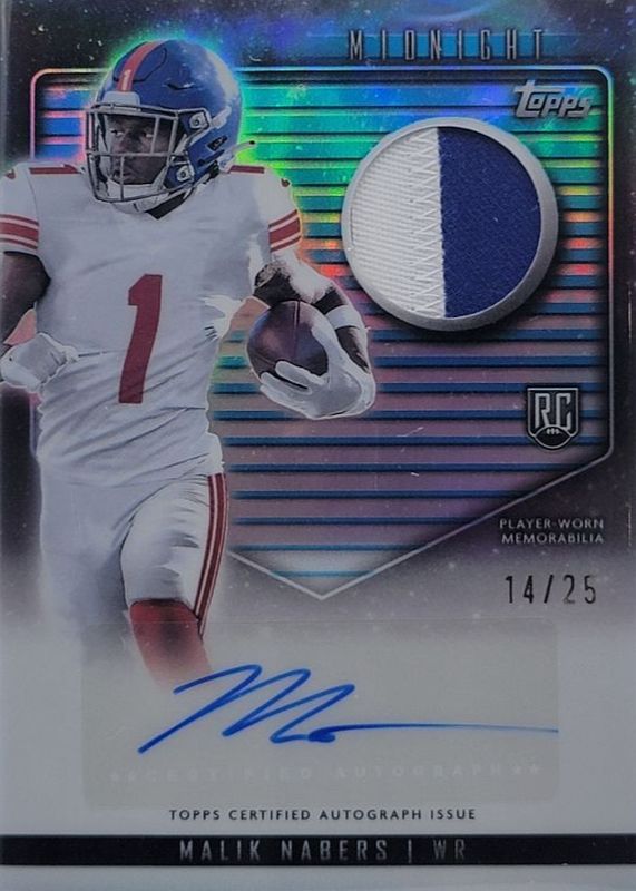 Malik Nabers 2024 Topps Midnight #RJA-MN Rookie Jersey Autographs - Moonrise /25 RAW