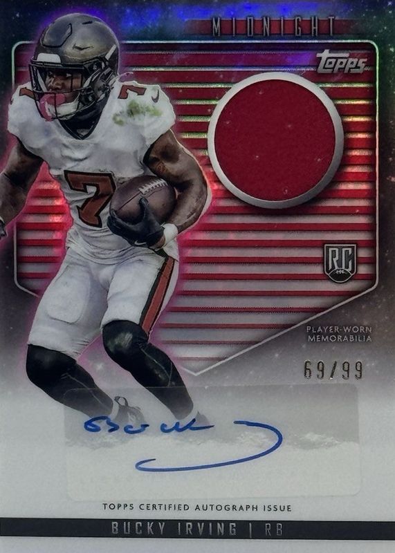 Bucky Irving 2024 Topps Midnight #RJA-BI Rookie Jersey Autographs - Twilight /99 RAW
