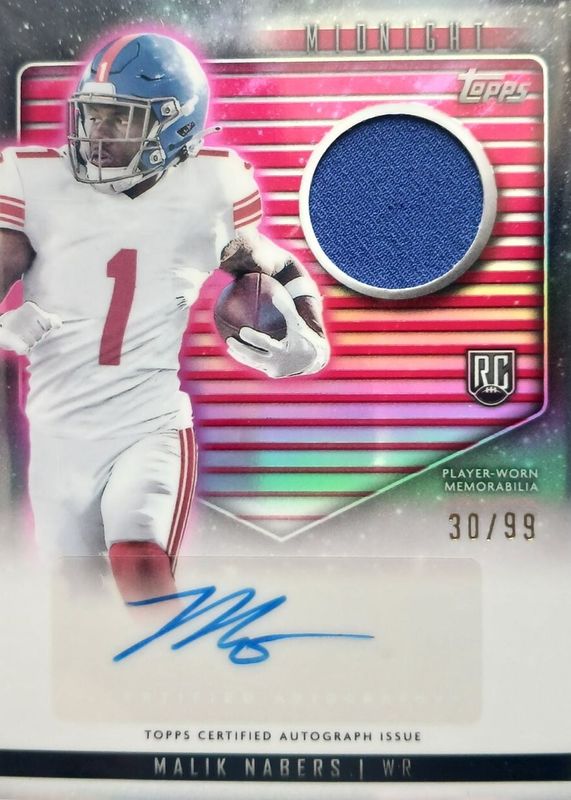 Malik Nabers 2024 Topps Midnight #RJA-MN Rookie Jersey Autographs - Twilight /99 RAW
