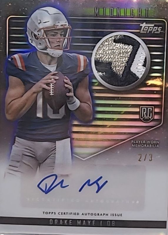 Drake Maye 2024 Topps Midnight #RJA-DM Rookie Jersey Autographs - Witching Hour /3 RAW