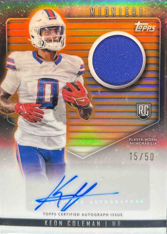Keon Coleman 2024 Topps Midnight #RJA-KC Rookie Jersey Autographs - Summer Solstice /50 RAW