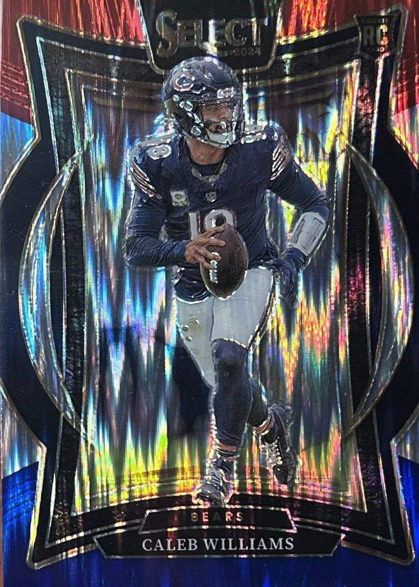 Caleb Williams 2024 Select #25 Concourse Red & Blue Shock Price