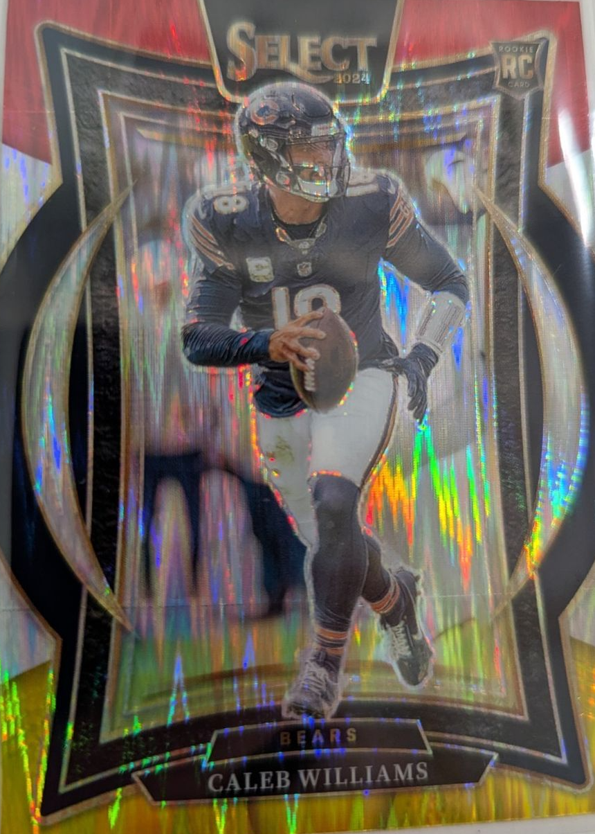 Caleb Williams 2024 Select #25 Concourse Red & Yellow Shock Price