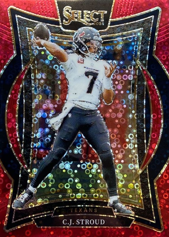 CJ Stroud 2024 Select #42 Concourse Red Disco /49 RAW