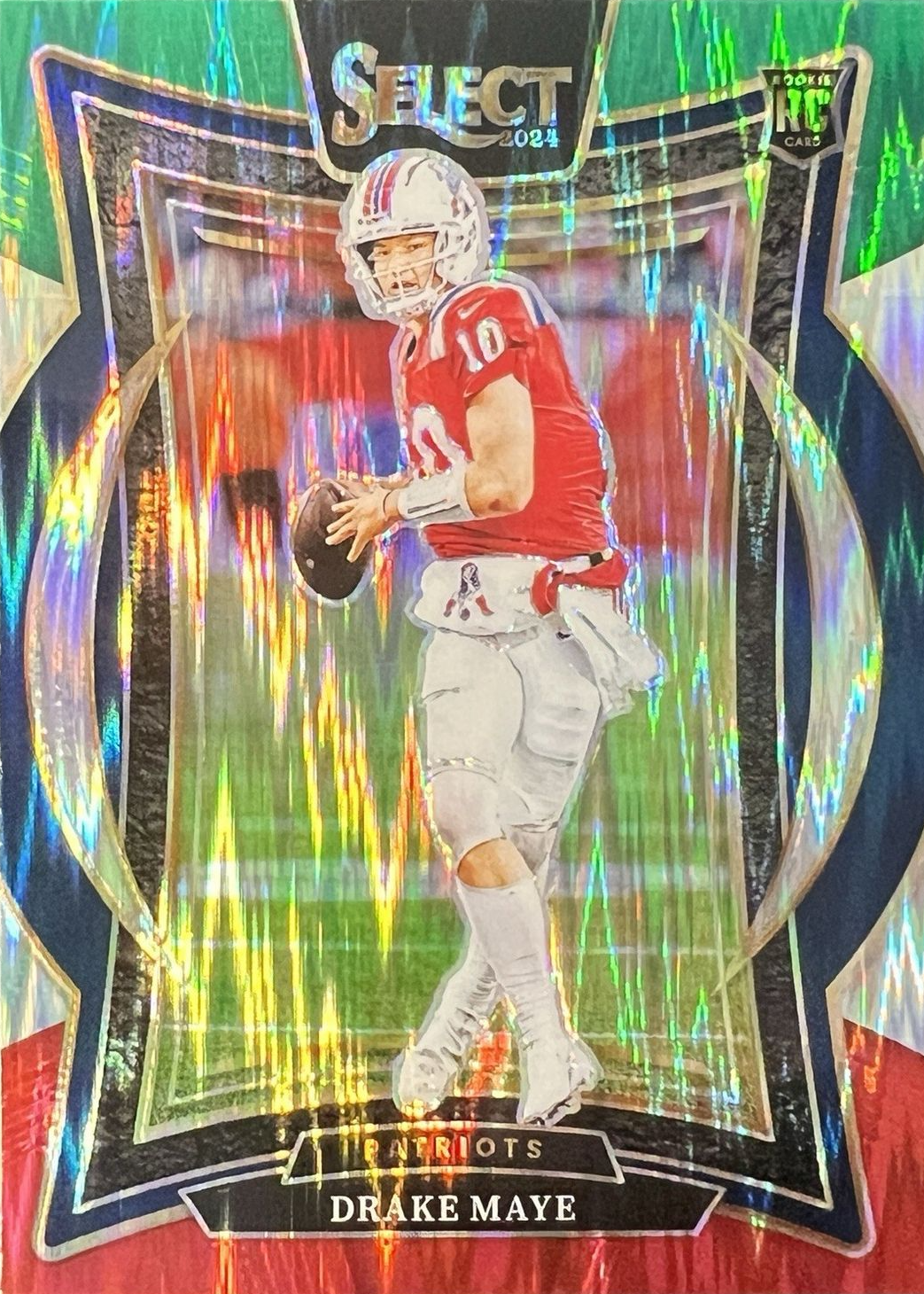 Drake Maye 2024 Select #27 Concourse Green & Red Shock Price