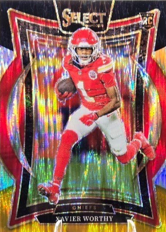 Xavier Worthy 2024 Select #32 Concourse Black & Gold Shock Rookie RAW