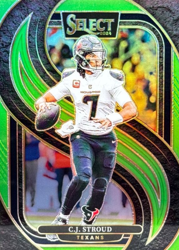 CJ Stroud 2024 Select #128 Premier Level Neon Green /49 RAW