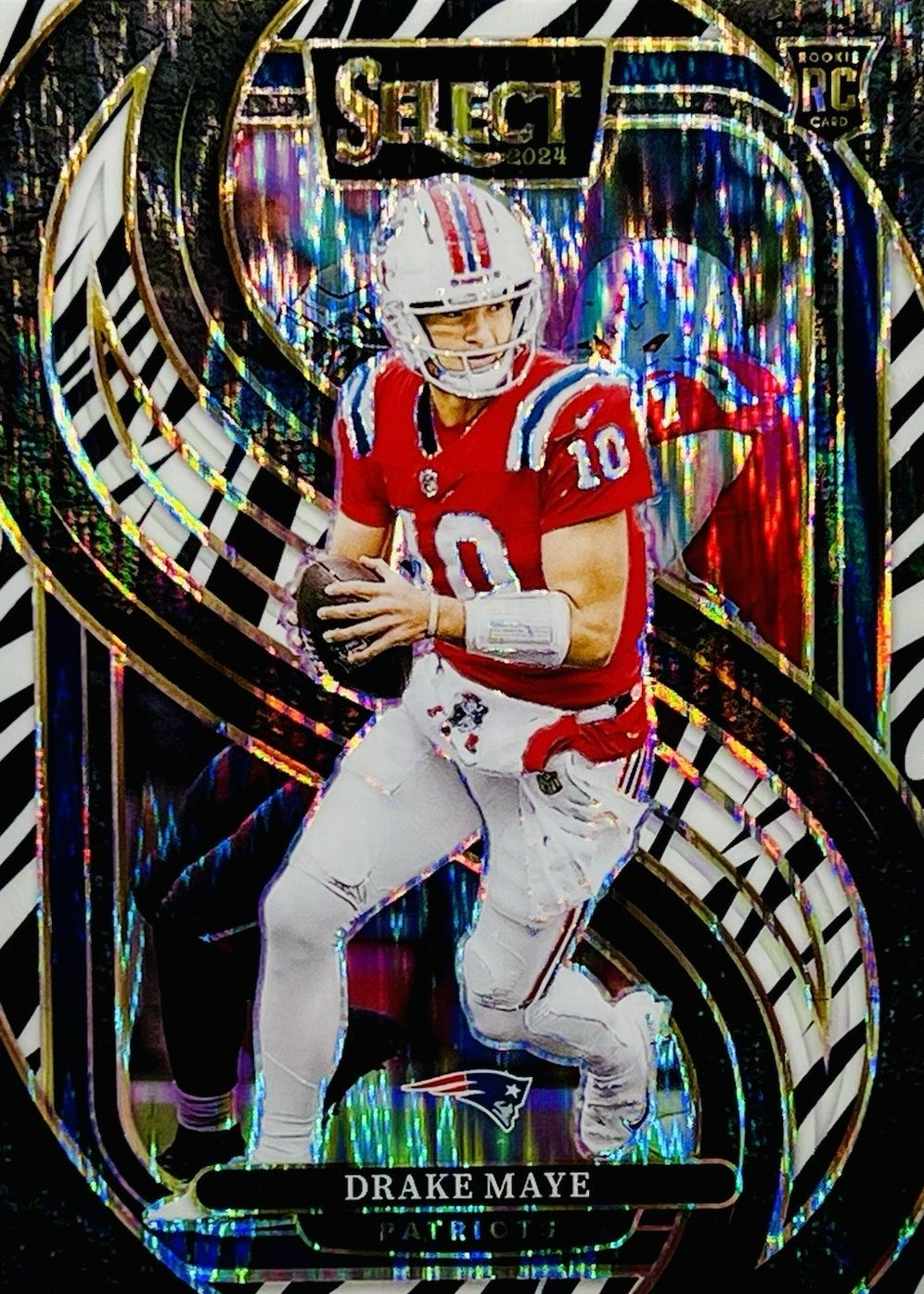 Drake Maye 2024 Select #113 Premier Level Zebra Shock /(SSP) Price