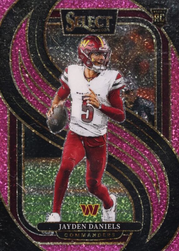 Jayden Daniels 2024 Select #112 Premier Level Pink Glitter /15 Rookie RAW