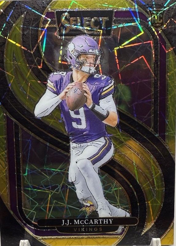JJ McCarthy 2024 Select #134 Premier Level Gold /10 Rookie RAW
