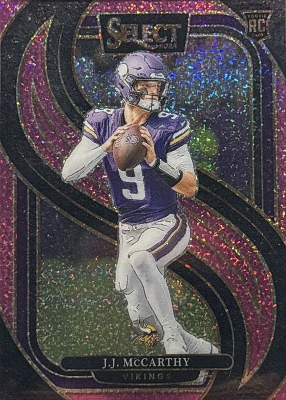 JJ McCarthy 2024 Select #134 Premier Level Pink Glitter /15 Rookie RAW