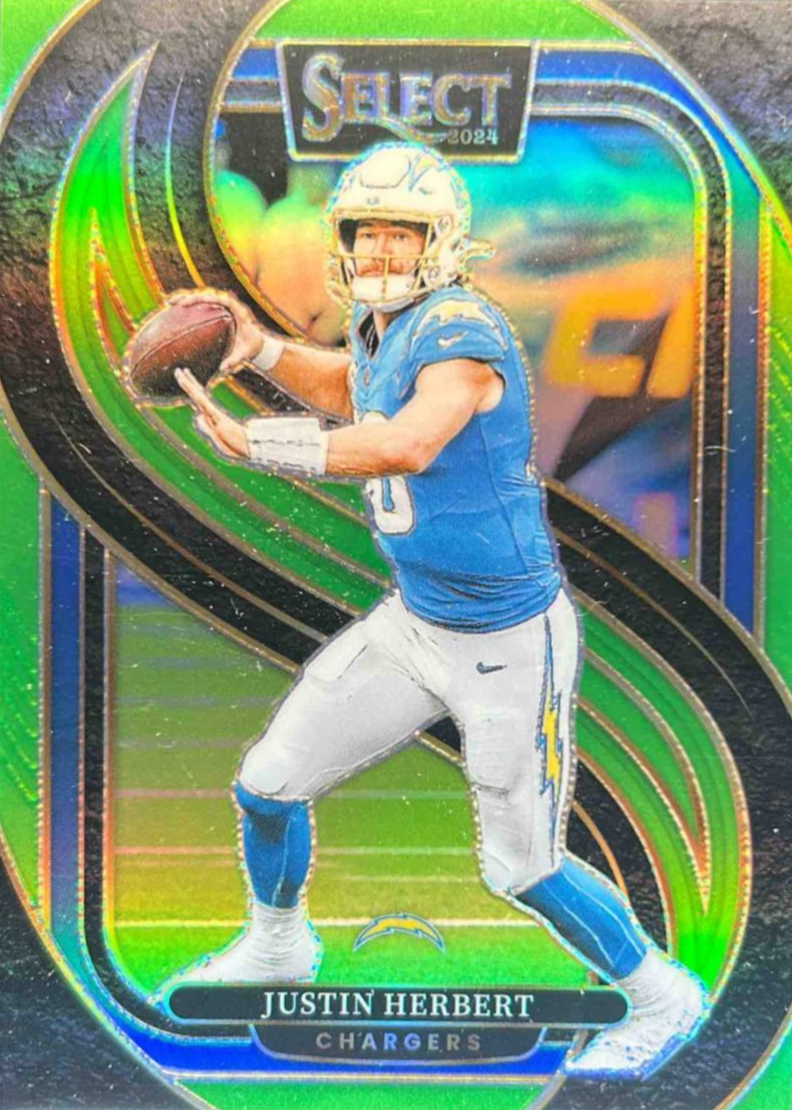 Justin Herbert 2024 Select #131 Premier Level Neon Green /49 Price
