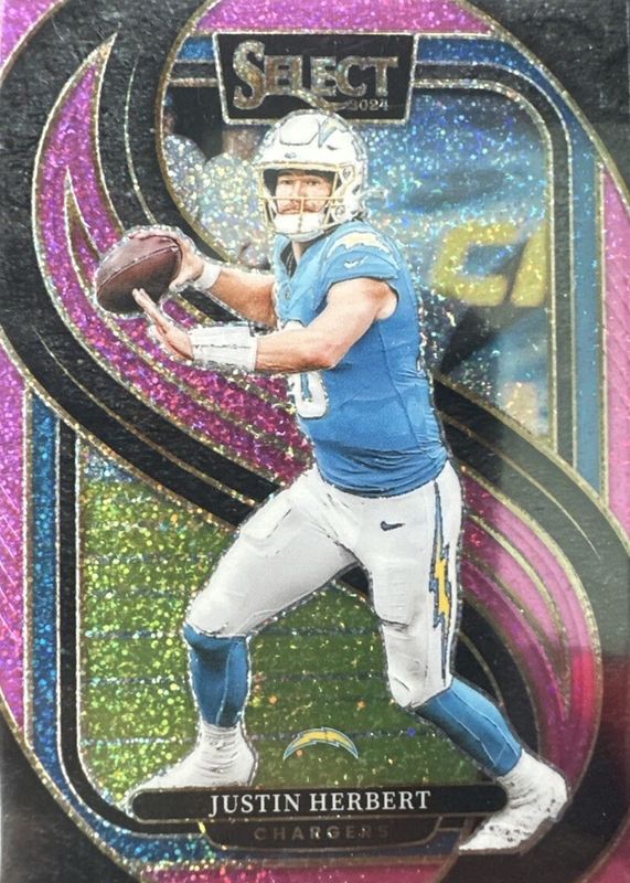 Justin Herbert 2024 Select #131 Premier Level Pink Glitter /15 RAW