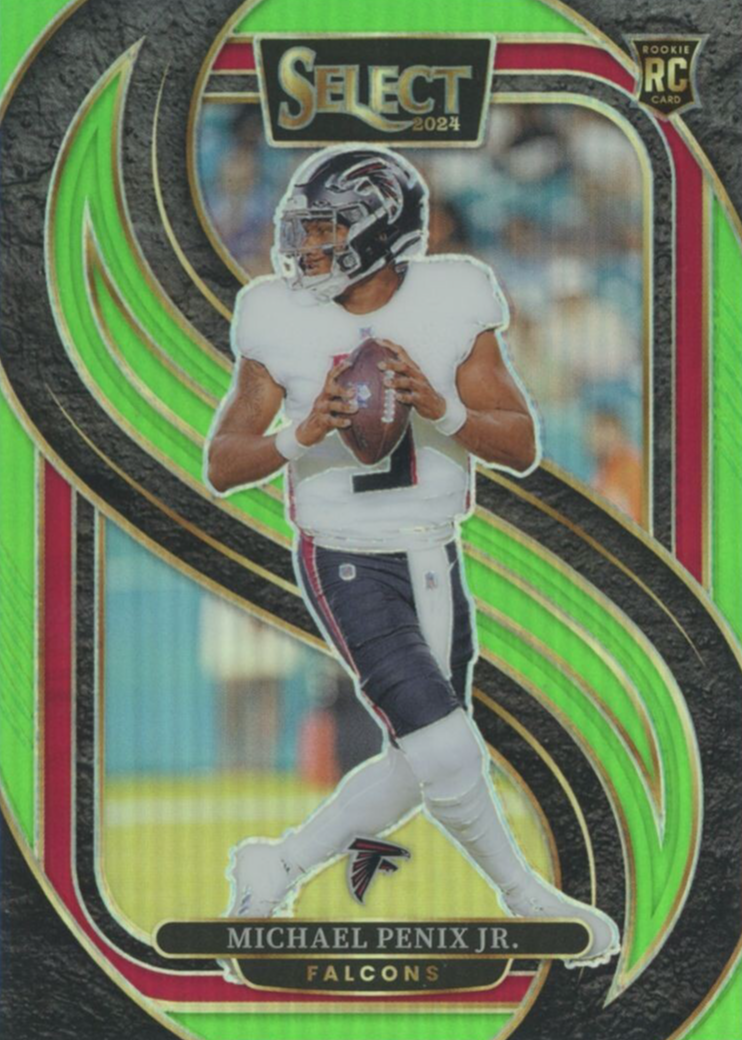 Michael Penix Jr. 2024 Select #110 Premier Level Neon Green /49