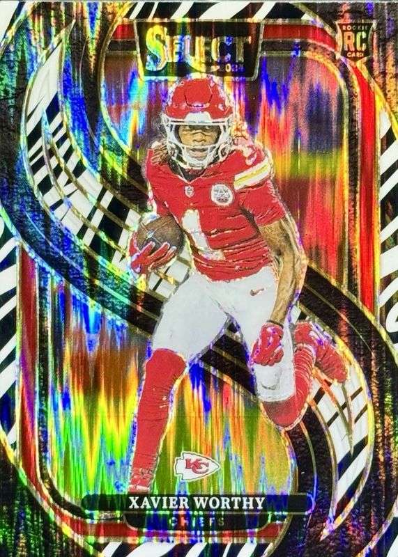 Xavier Worthy 2024 Select #119 Premier Level Zebra Shock /(SSP) Rookie RAW