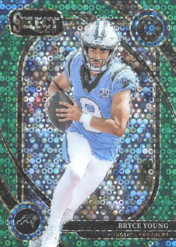 Bryce Young 2024 Select #213 Club Level Green Disco /5 PSA 9
