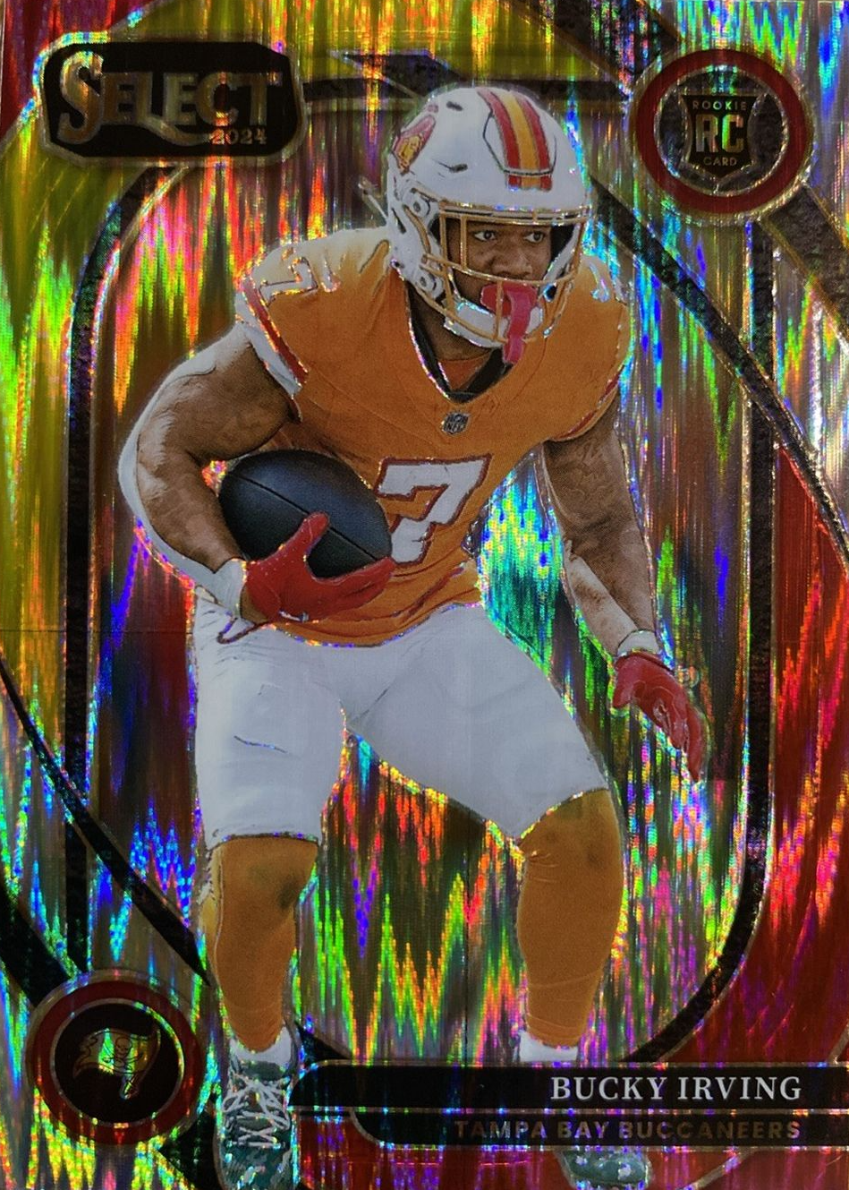 Bucky Irving 2024 Select #239 Club Level Red & Yellow Shock Price