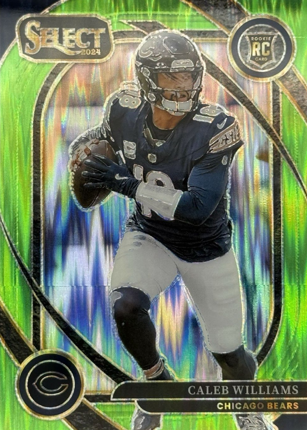 Caleb Williams 2024 Select #216 Club Level Neon Green Shock /499