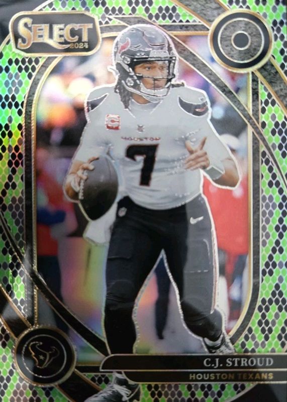 CJ Stroud 2024 Select #233 Club Level Green & Black Snakeskin /2 RAW