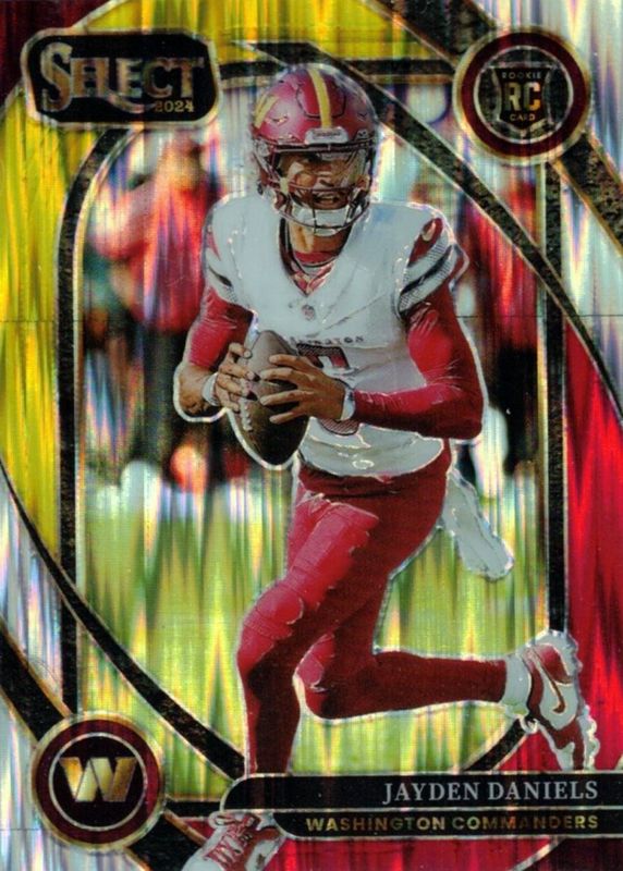 Jayden Daniels 2024 Select #217 Club Level Red & Yellow Shock Rookie RAW