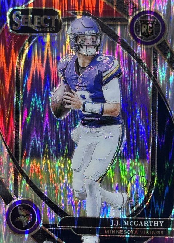JJ McCarthy 2024 Select #246 Club Level Black & Red Shock Rookie RAW