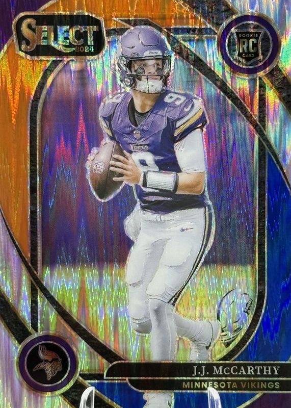 JJ McCarthy 2024 Select #246 Club Level Blue & Orange Shock /35 Rookie RAW