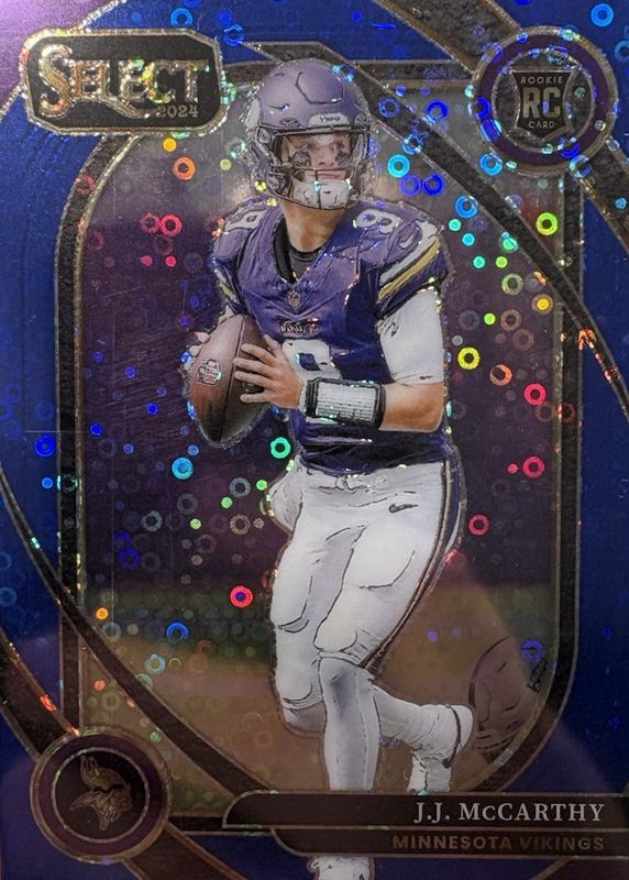 JJ McCarthy 2024 Select #246 Club Level Blue Disco /25 Rookie RAW