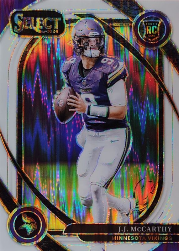 JJ McCarthy 2024 Select #246 Club Level White Shock /199 Rookie RAW