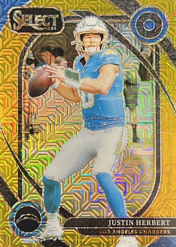 Justin Herbert 2024 Select #232 Club Level Gold /10 RAW