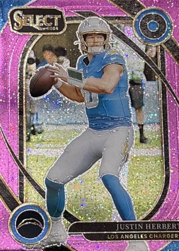 Justin Herbert 2024 Select #232 Club Level Pink Glitter /15 RAW