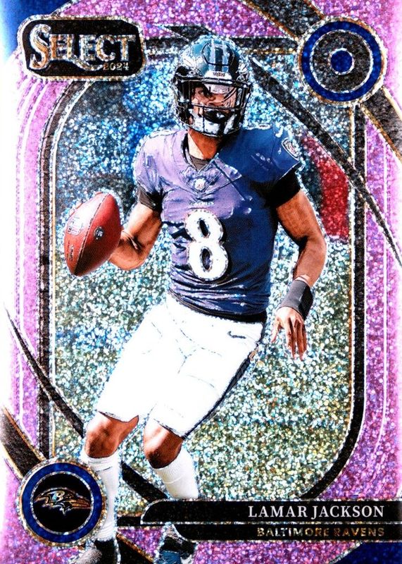 Lamar Jackson 2024 Select #227 Club Level Pink Glitter /15 RAW