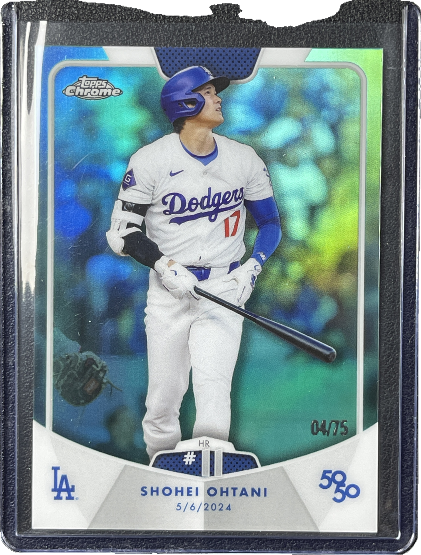 Shohei Ohtani 2024 Topps 50/50: Shohei Ohtani #18 Chrome Aqua /75 