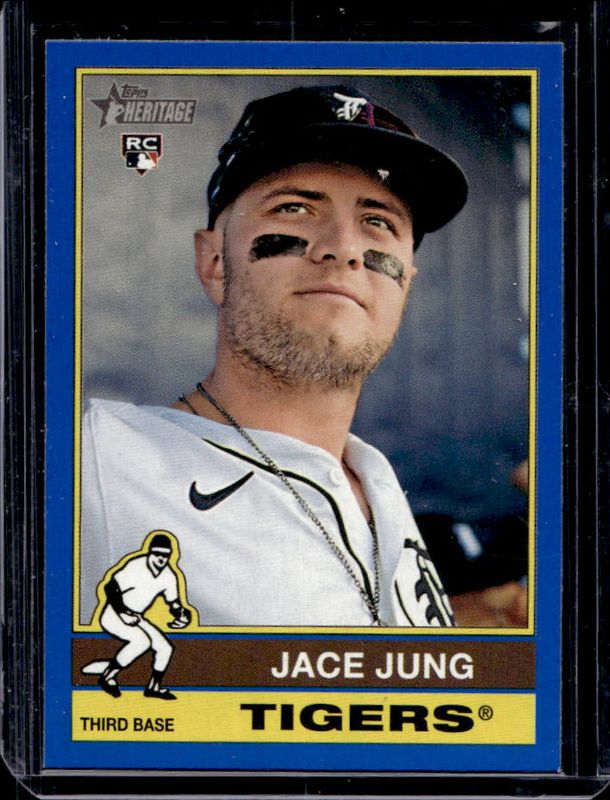 Jace Jung 2025 Topps Heritage #71 Dark Blue Border Rookie RAW