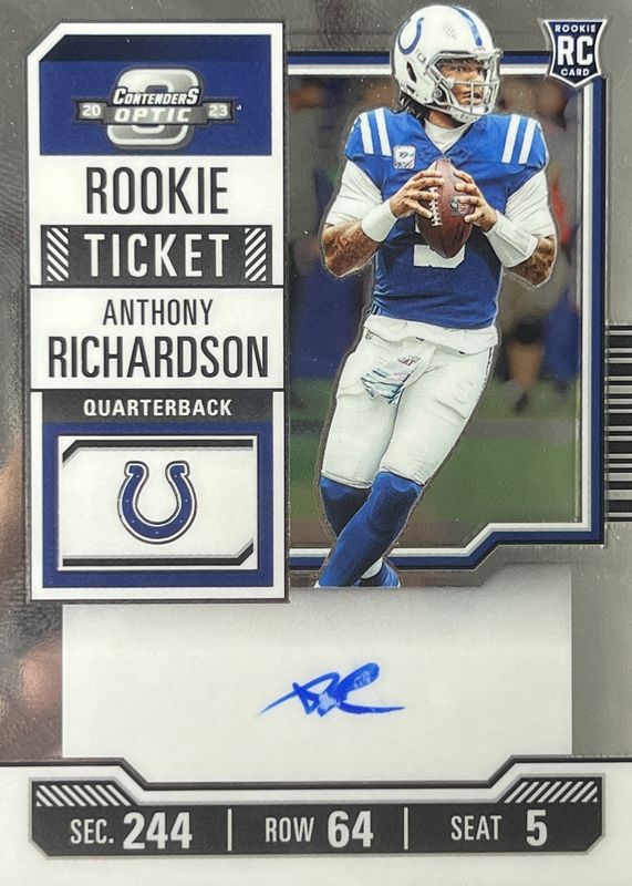 Anthony Richardson 2023 Contenders Optic #102 Rookie Ticket Auto