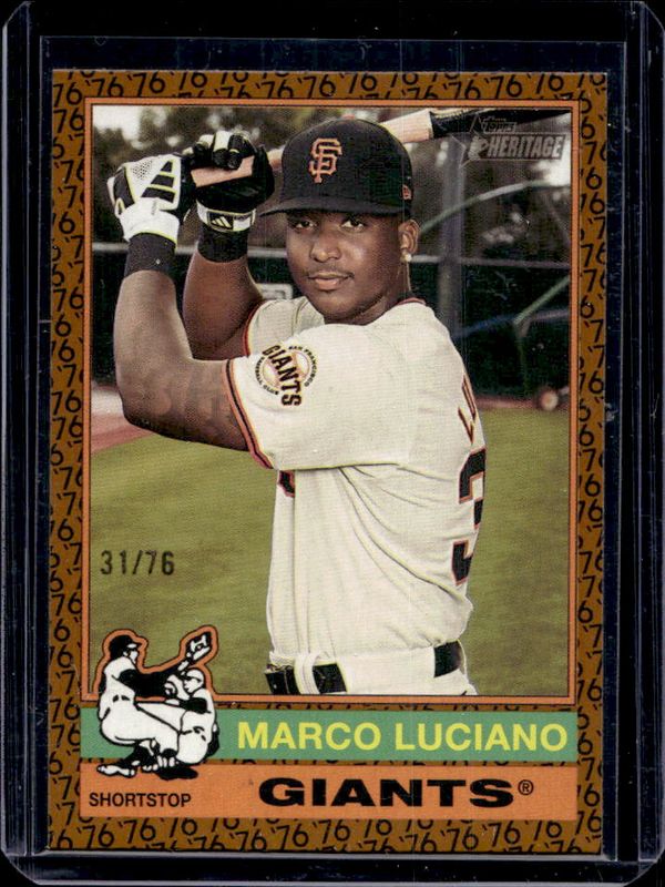 Marco Luciano 2025 Topps Heritage #23 Color of the Year /76 RAW