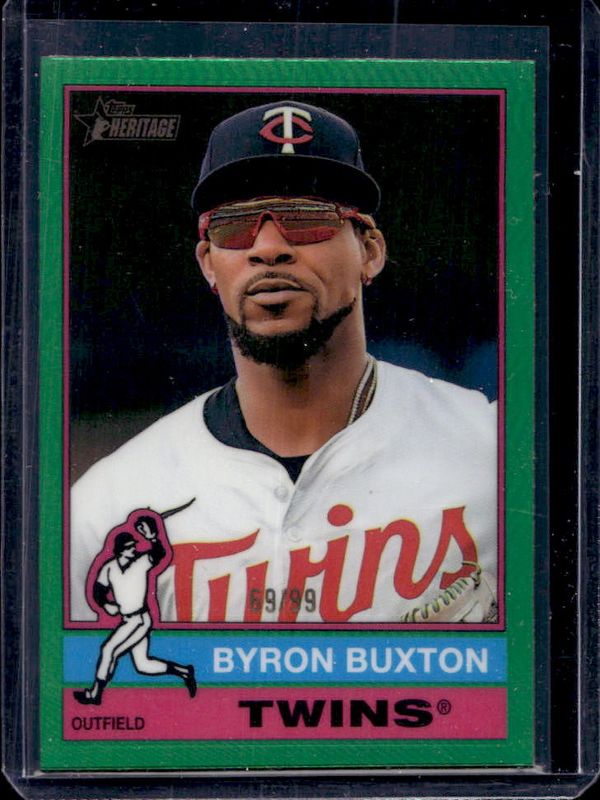 Byron Buxton 2025 Topps Heritage #282 Chrome - Green Refractor /99 RAW
