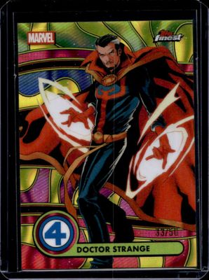 2026 Topps Marvel Finest The Fantastic Four 65th Anniversary #BL-026 1960s Blacklight Variation - Neon Gold Lava Refractor /50