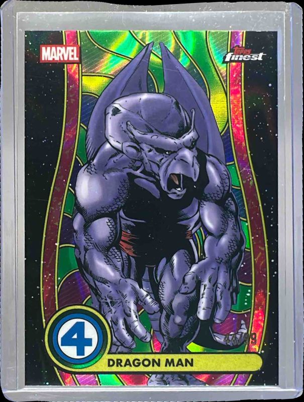 2026 Topps Marvel Finest The Fantastic Four 65th Anniversary #BL-029 1960s Blacklight Variation - Neon Black Lava Refractor /10