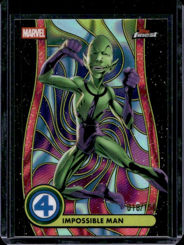 2026 Topps Marvel Finest The Fantastic Four 65th Anniversary #BL-043 1960s Blacklight Variation - Neon Blue Lava Refractor /150