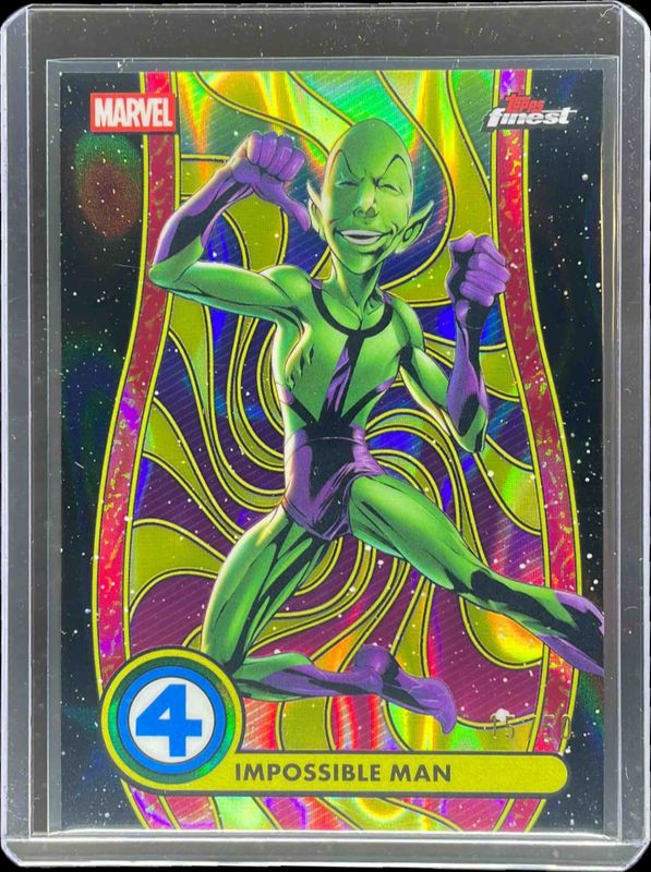 2026 Topps Marvel Finest The Fantastic Four 65th Anniversary #BL-043 1960s Blacklight Variation - Neon Gold Lava Refractor /50