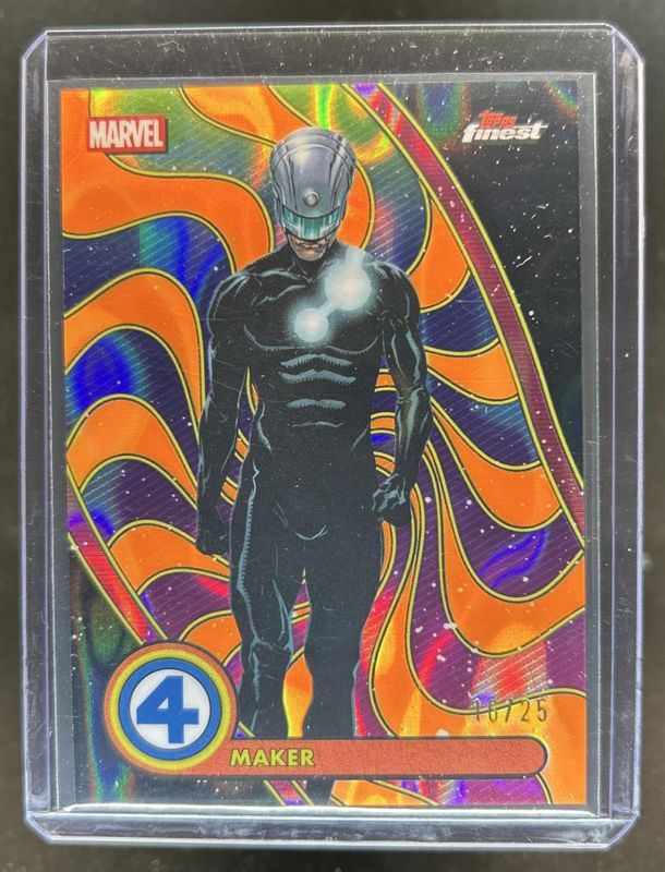 2026 Topps Marvel Finest The Fantastic Four 65th Anniversary #BL-055 1960s Blacklight Variation - Neon Orange Lava Refractor /25