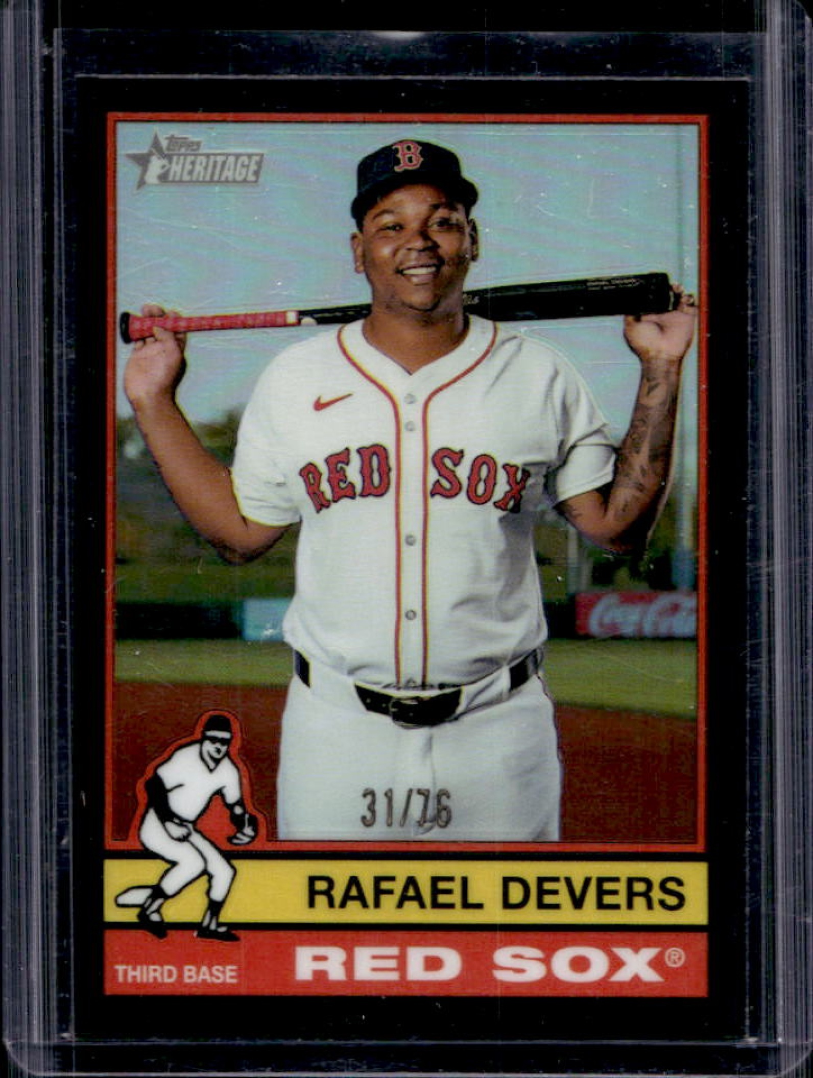 Rafael Devers 2025 Topps Heritage #445 Chrome - Black Refractor