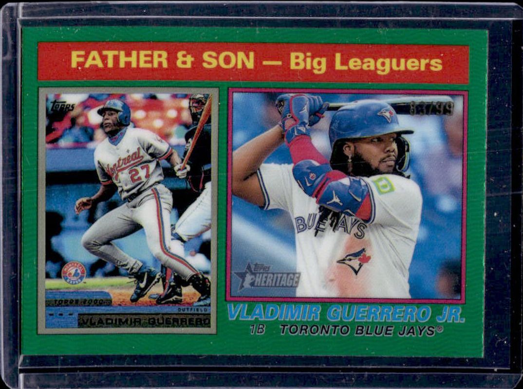Vladimir Guerrero Jr. 2025 Topps Heritage #69 Chrome - Green Refractor /99 RAW