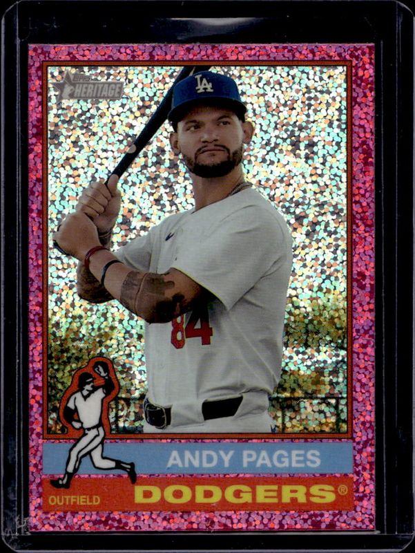Andy Pages 2025 Topps Heritage #379 Chrome - Pink Sparkle Refractor RAW