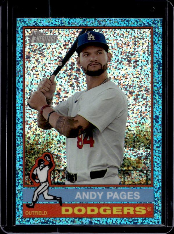 Andy Pages 2025 Topps Heritage #379 Chrome - Aqua Sparkle Refractor RAW