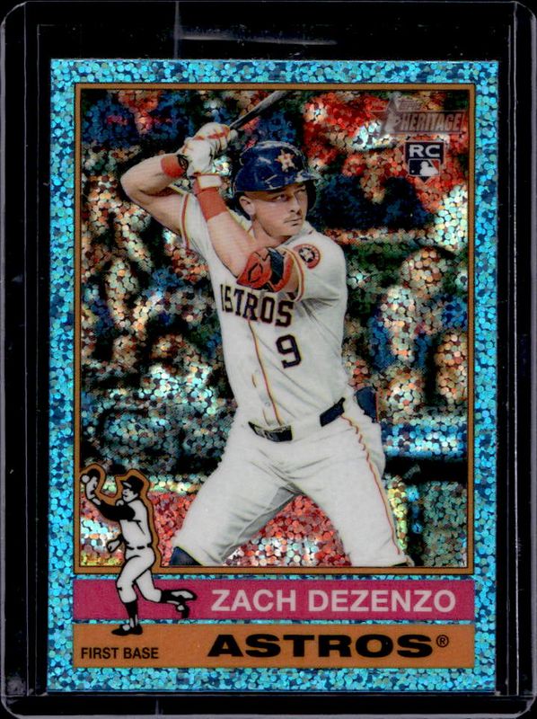 Zach Dezenzo 2025 Topps Heritage #404 Chrome - Aqua Sparkle Refractor Rookie RAW