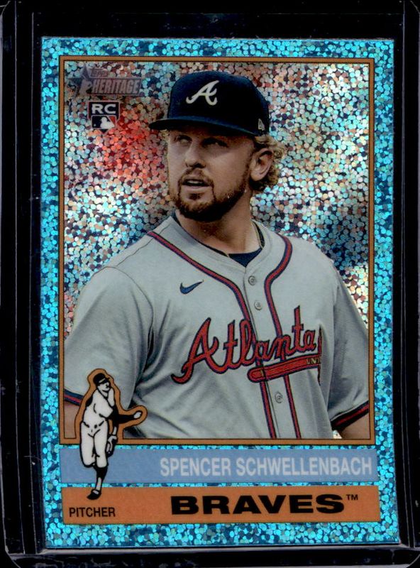 Spencer Schwellenbach 2025 Topps Heritage #58 Chrome - Aqua Sparkle Refractor Rookie RAW
