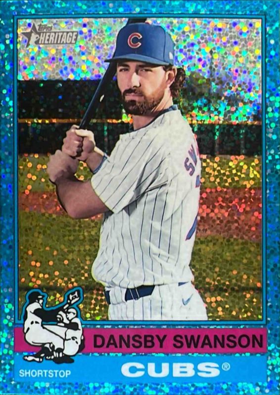 Dansby Swanson 2025 Topps Heritage #128 Chrome - Aqua Sparkle Refractor RAW