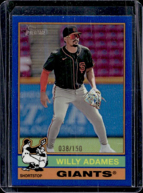 Willy Adames 2025 Topps Heritage #122 Chrome - Blue Refractor /150 RAW