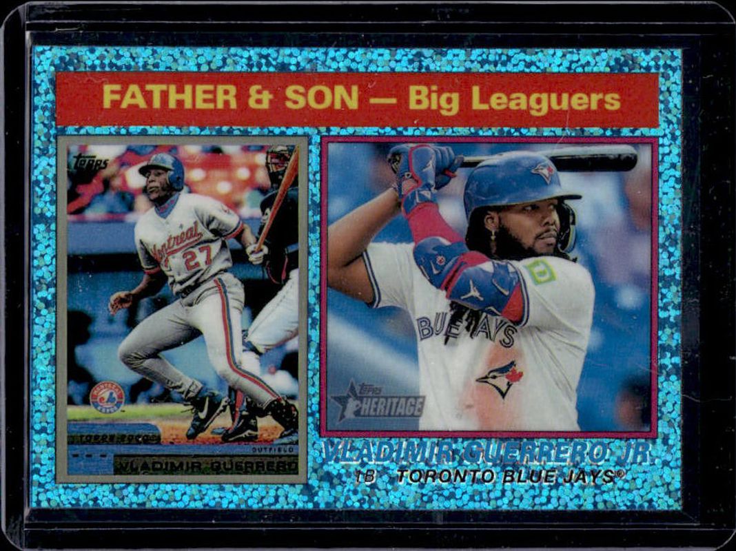 Vladimir Guerrero Jr. 2025 Topps Heritage #69 Chrome - Light Blue Sparkle Refractor RAW